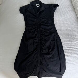 Babaton Black Ruched Midi Dress